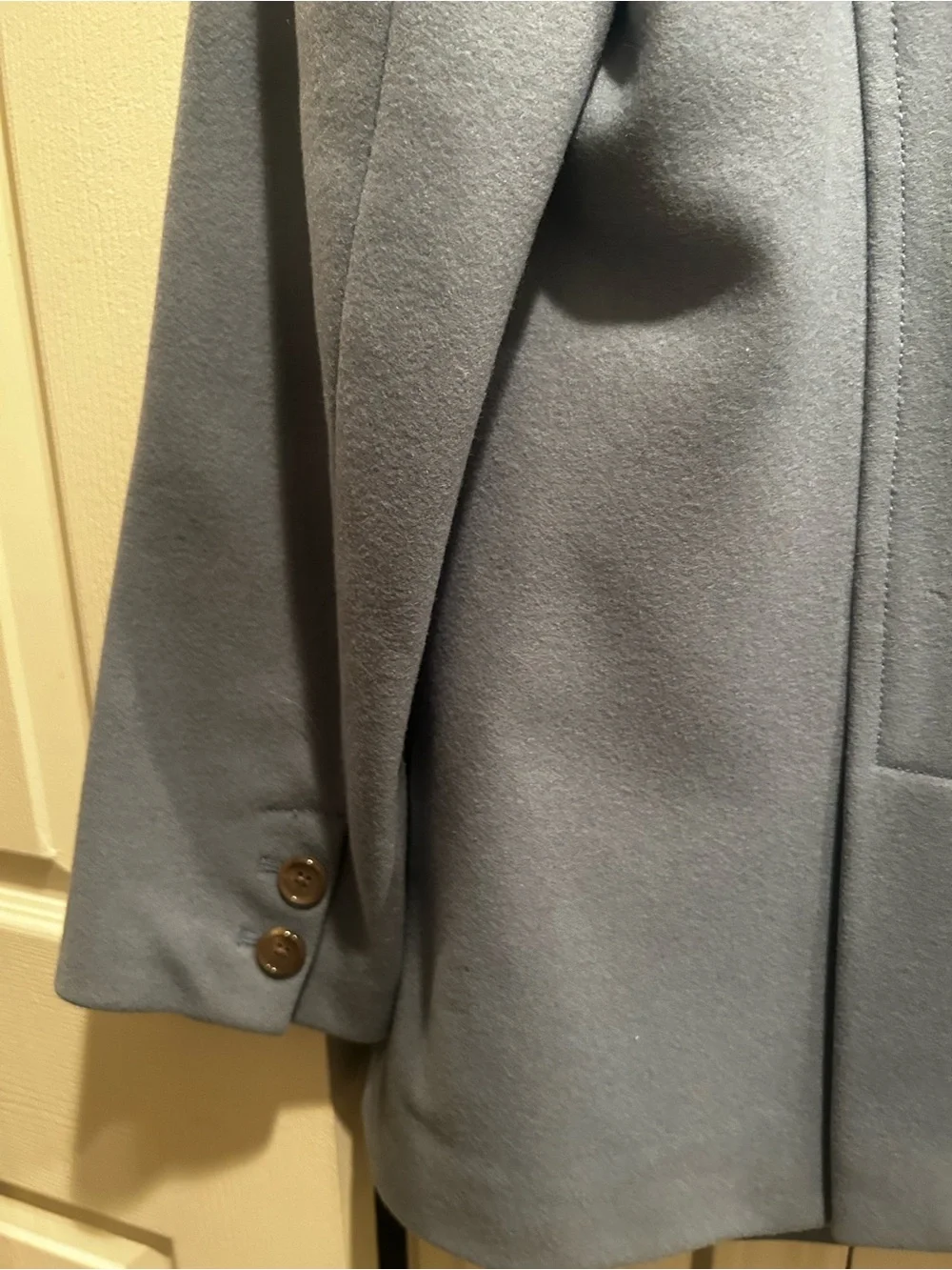 J. Crew Light Blue Double-Breasted Wool Pea Coat(Vintage) purchased in 2007. Ver - Picture 4 of 6